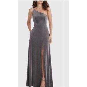 Nordstrom one shoulder velvet maxi bridesmaid dress with slit SZ US 0